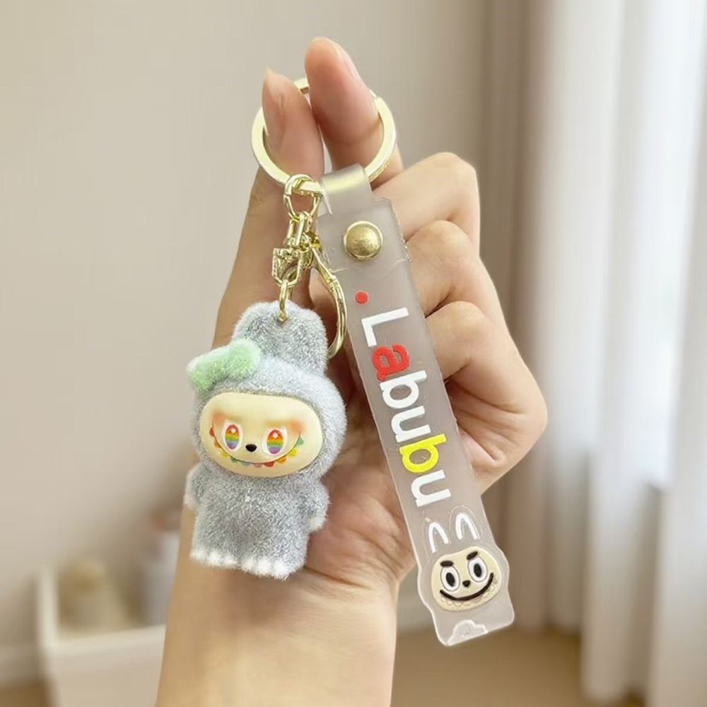 Cute Gray Sloth Keychain with Labubu Tag